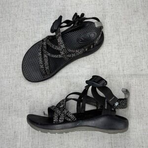 Chaco Kids ZX/1 Ecotread Sandals Black White Patterned Outdoor Strappy Size 1